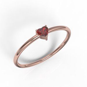 Valentines Rose Gold Simulated Ruby Heart Ring